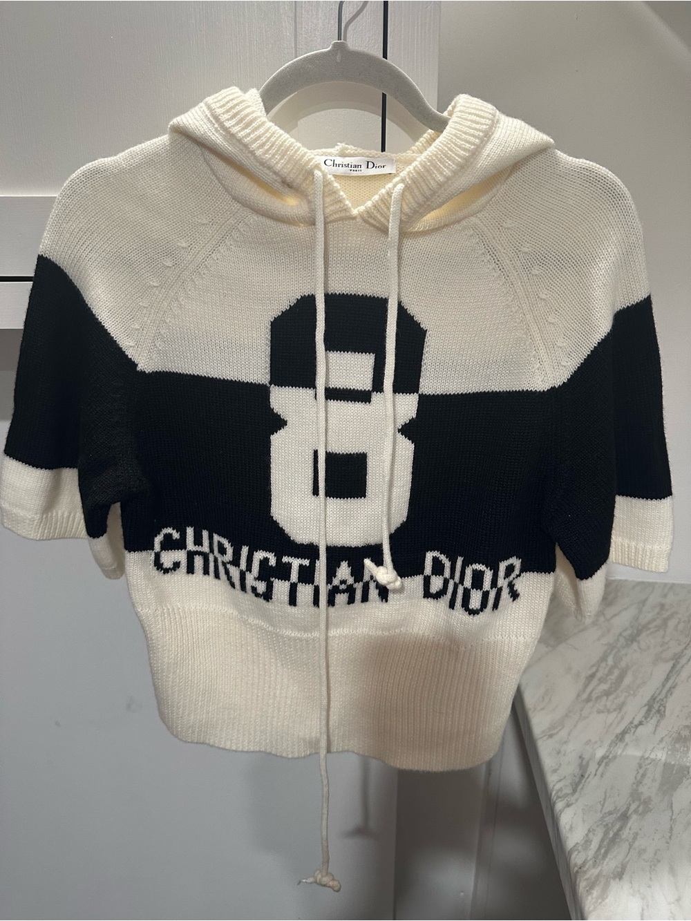 Dior Women’s Black & White Knit Hooded Sweater